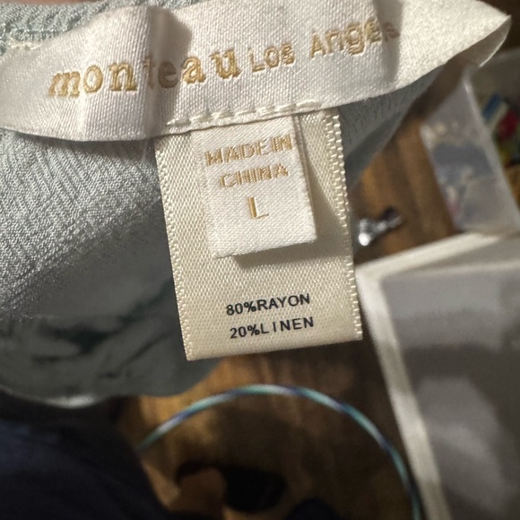 Monteau Sage Green Linen Jumpsuit – Size L - Picture 2 of 2